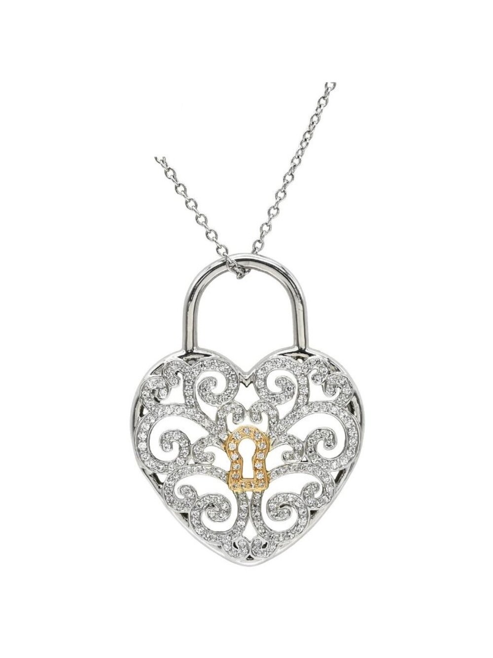 Tiffany & Co Necklace Enchant Heart Diamond Pendant Platinum Silver Rose Gold